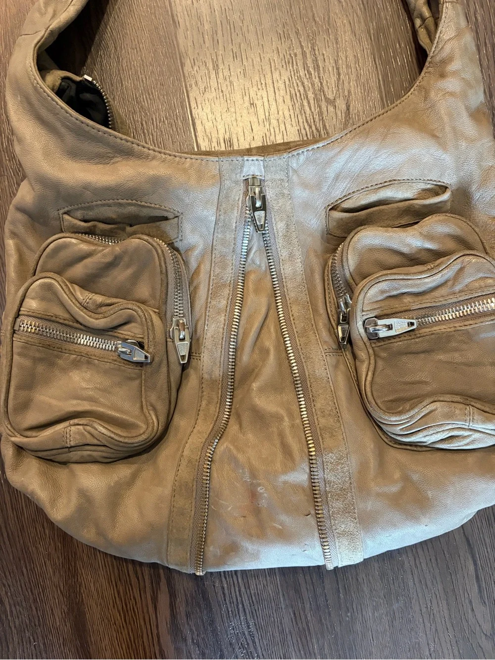 Alexander Wang Donna leather hobo shoulder zip bag - Grey